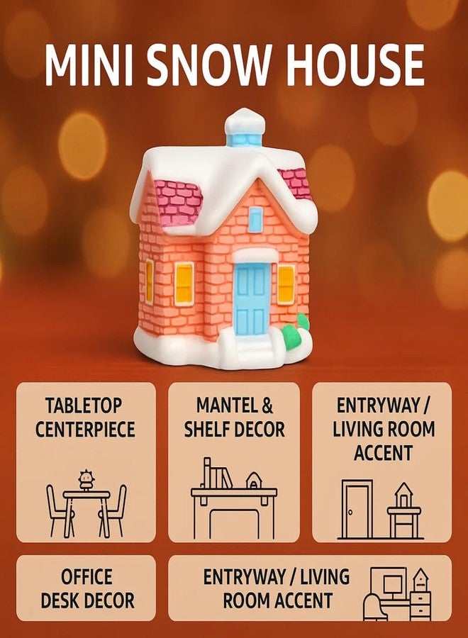 VAYINATO 4 Pcs Christmas Village Resin Miniature House Figurines - Potted Snow House Collectible Decor for Home, Thanksgiving & Christmas Tabletop, Fairy Garden Micro Landscape - Image 2